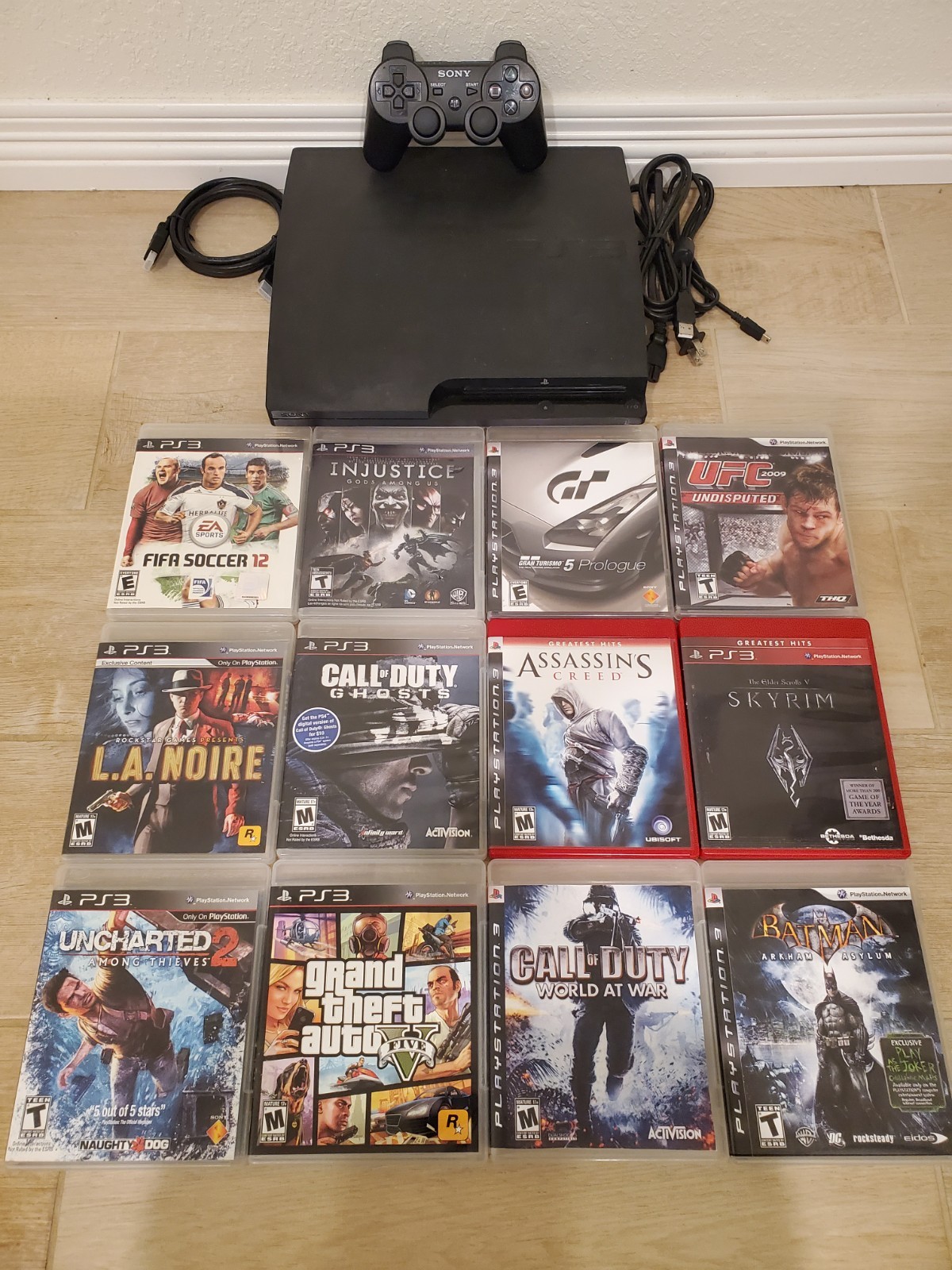 Sony Playstation 3 PS3 Slim Console System Games Grand Theft Auto Call of Duty