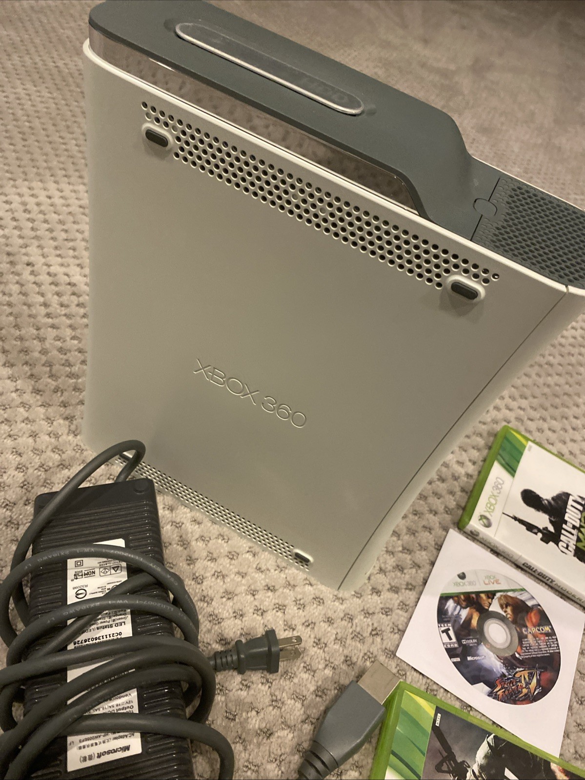 Xbox 360 Working XENON No HDMI White Phat Console Bundle W/Cords And Games