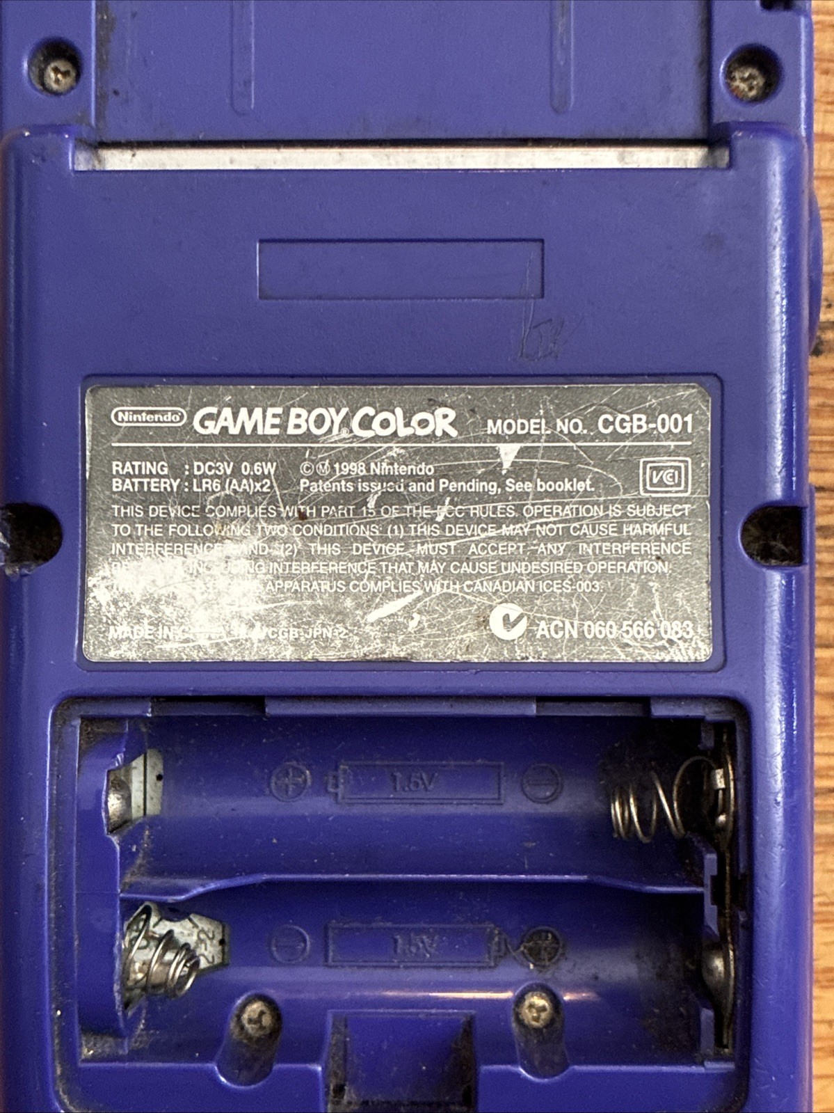 Game Boy Color Handheld Console – CGB-001 / Purple Working (No Battery Cover)