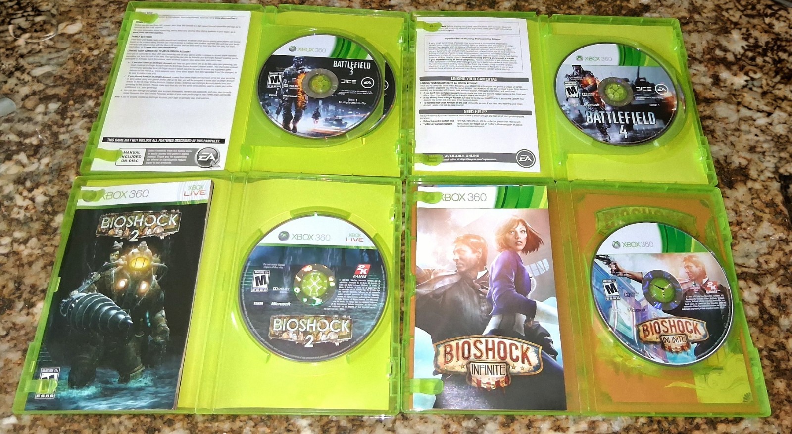 XBOX 360 ARCADE W/ 20GB HD AND 29 GAMES, 2 CONTROLLERS- EXCELLENT QUALITY