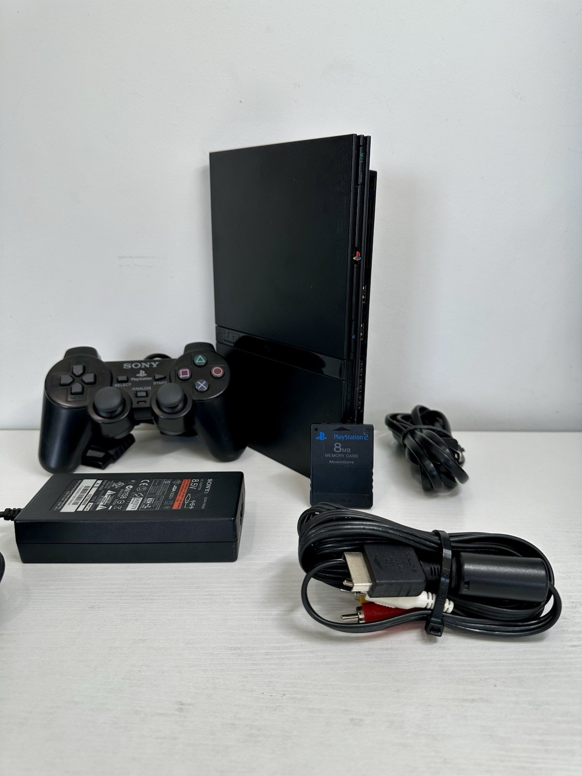 Sony PlayStation 2 Slim PS2 Black Console Bundle OEM- control/cables/memory card