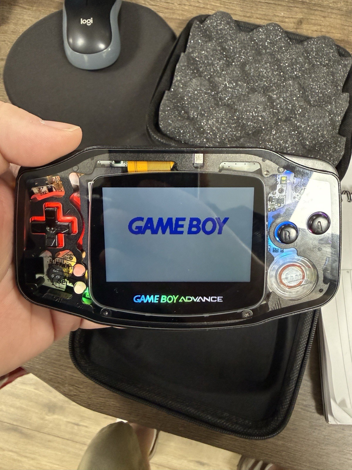 Game Boy Advance Boxy Pixel Custom Aluminum IPS with USB-C, LEDs And Case