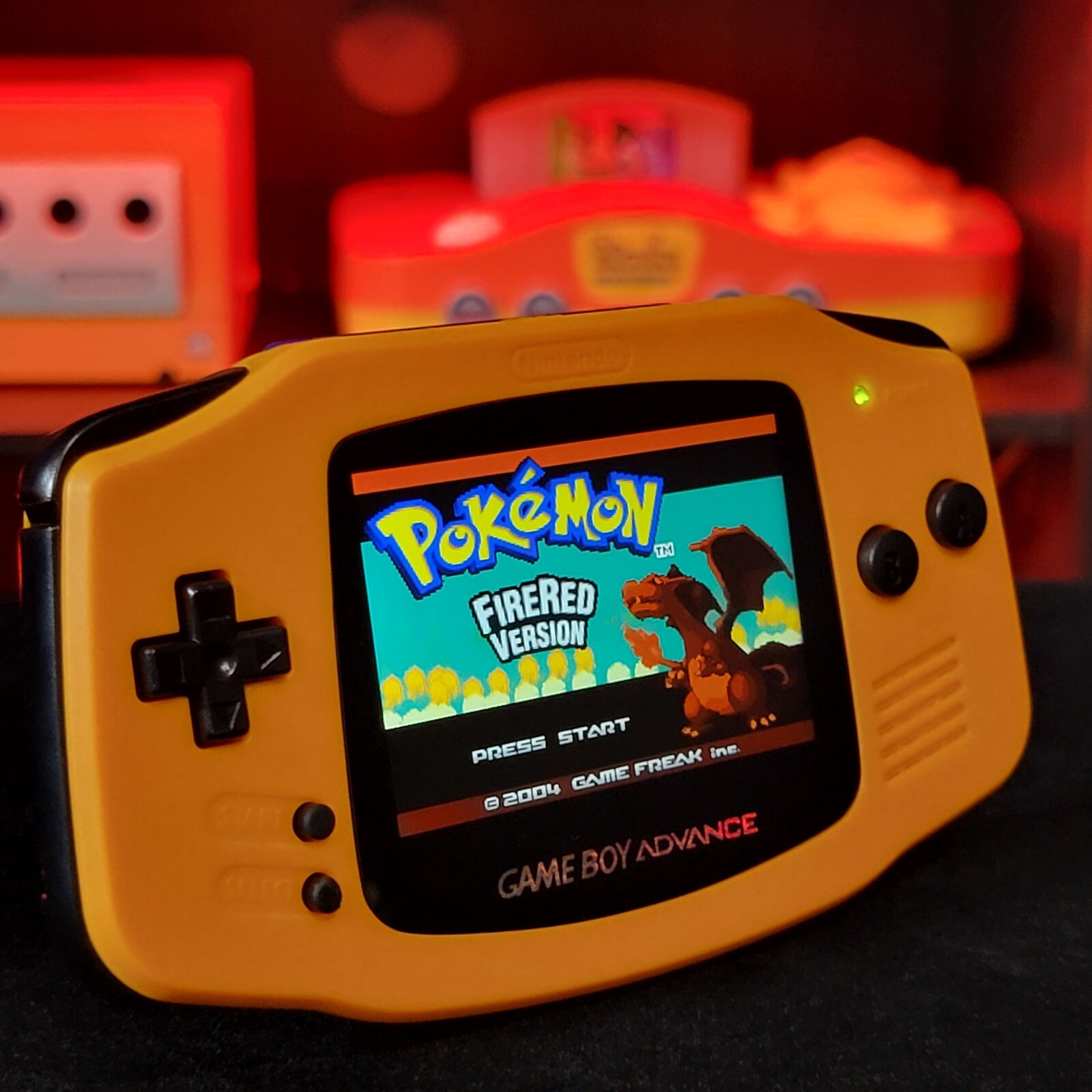 Spice Orange Gameboy Advance GBA Console with IPS Backlight Backlit LCD MOD