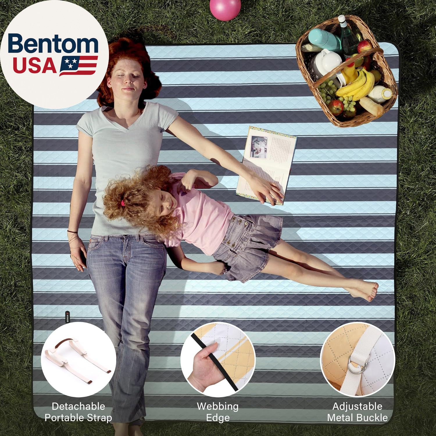 Extra Large Picnic Outdoor Blanket, 80”X80” Waterproof Picnic Mat Foldable Campi