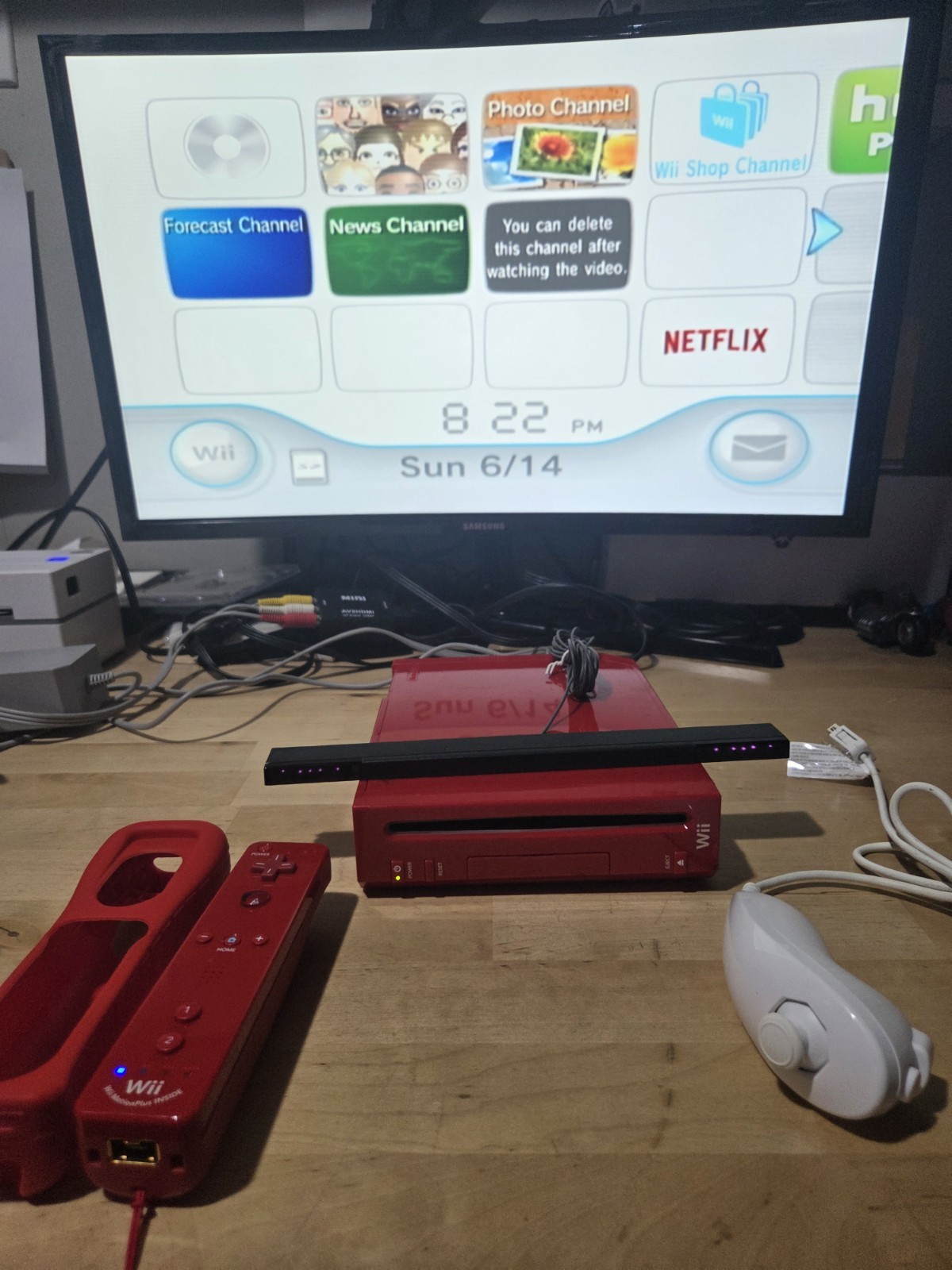 Nintendo Wii Red Console Super Mario With All Cables Tested Motion Controller