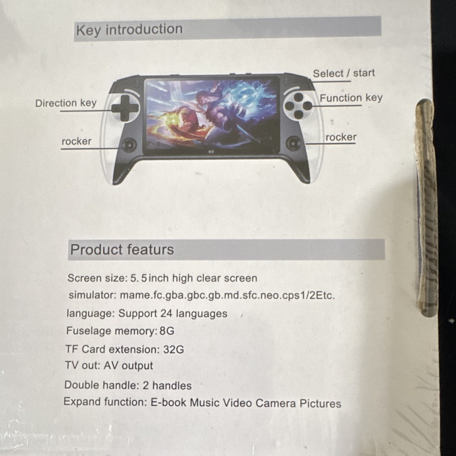 X9 Black/White Handheld System 8GB AV Output Memory Card Support