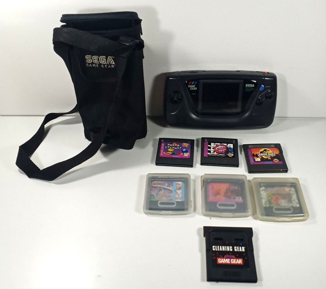 SEGA Game Gear 2110 Console For Parts Repair Display Issue Case 6 Game Cleaner