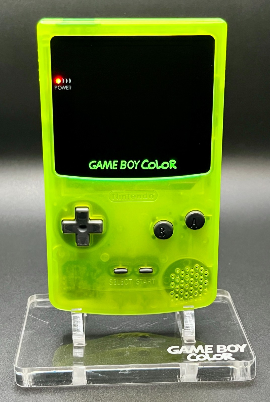 GameBoy Color OLED Screen Mod + USB‑C Rechargeable 1500mAh – Clear Green/Yellow