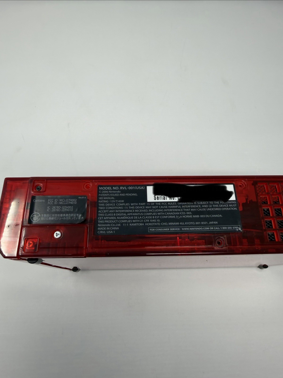 Custom Transparent Red w/ Black Buttons Nintendo Wii Console Only Tested System