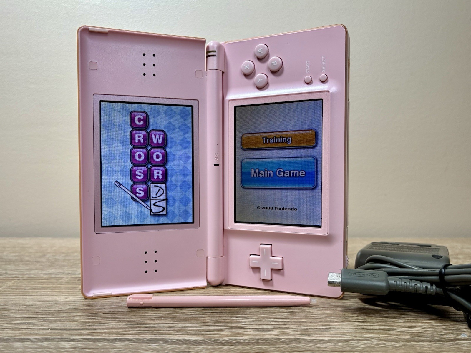 Nintendo DS Lite Console USG-001 Coral Pink + DS Charger + 3 Games Tested ✅