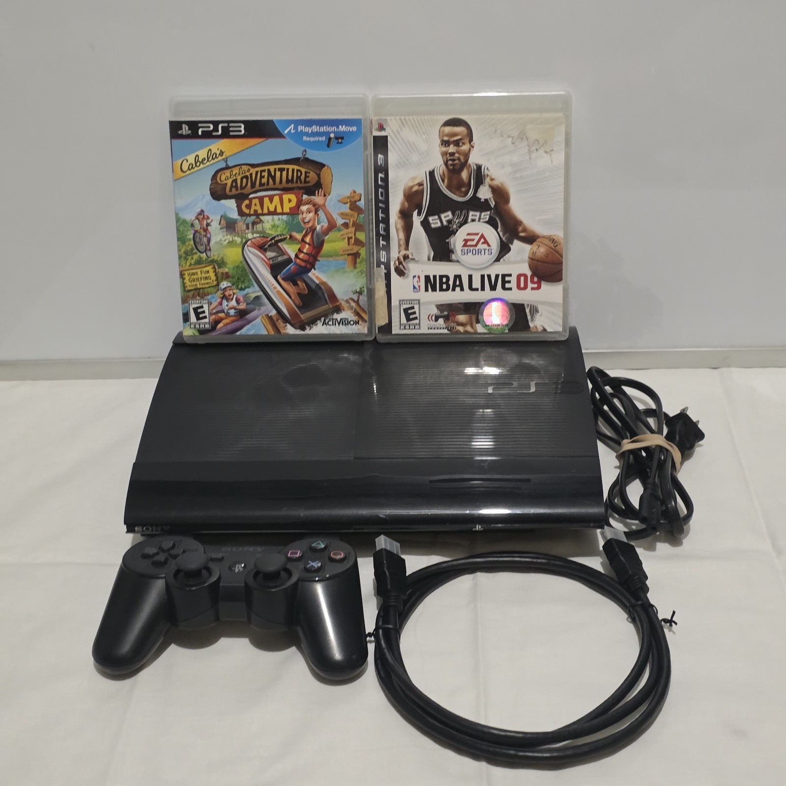 Sony Playstation 3 PS3 Super Slim Black 500gb CECH-4201C Bundle Tested-Working