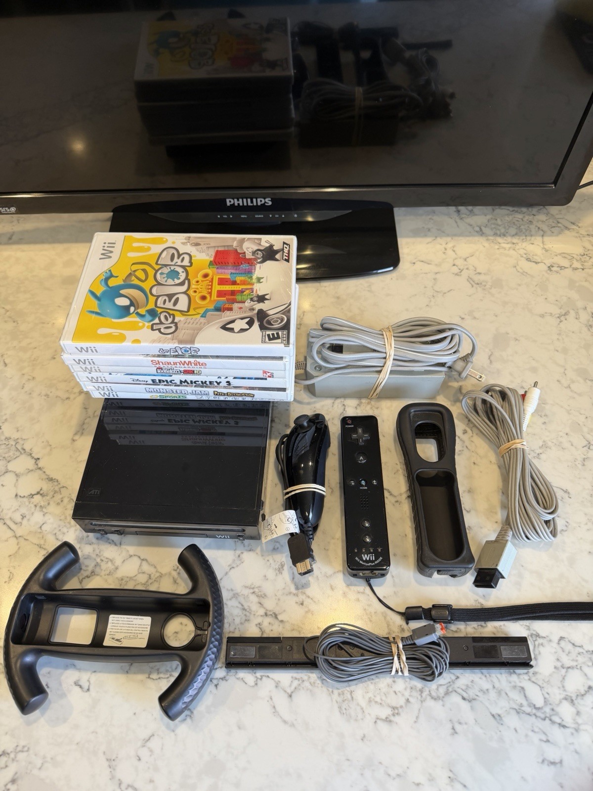 Nintendo Wii RVL-101 Console Bundle 6 Games MotionPlus Tested Complete Works