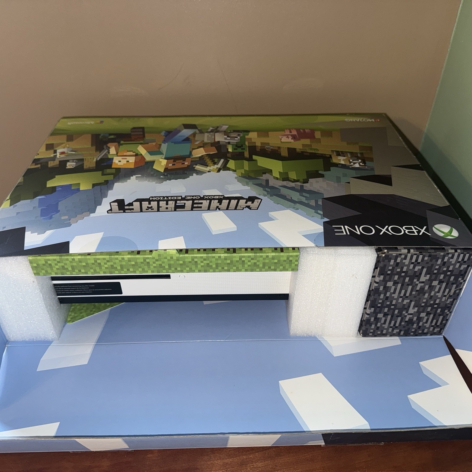 Microsoft Xbox One S White Console Minecraft Box Inserts Cords No Controller 500