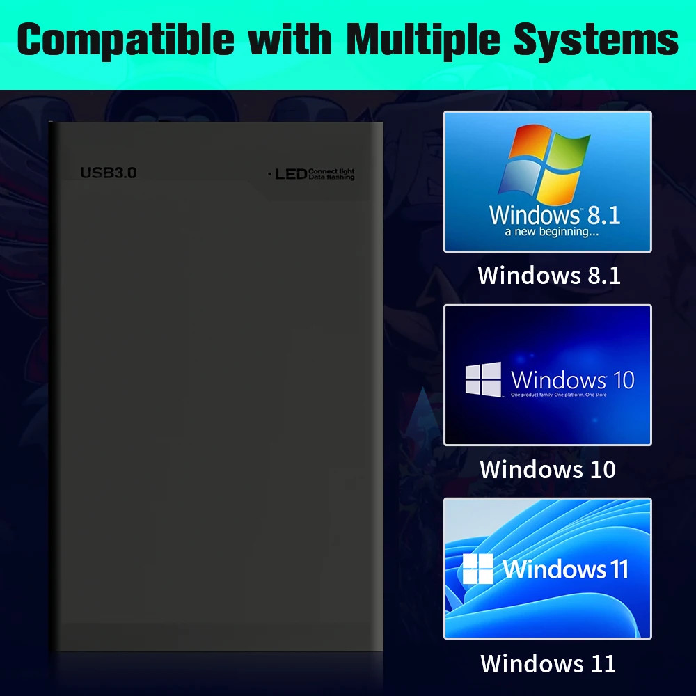 Portable 500GB Gaming HDD for Xbox, PS3, PS2, Switch, Wii – Reproduction