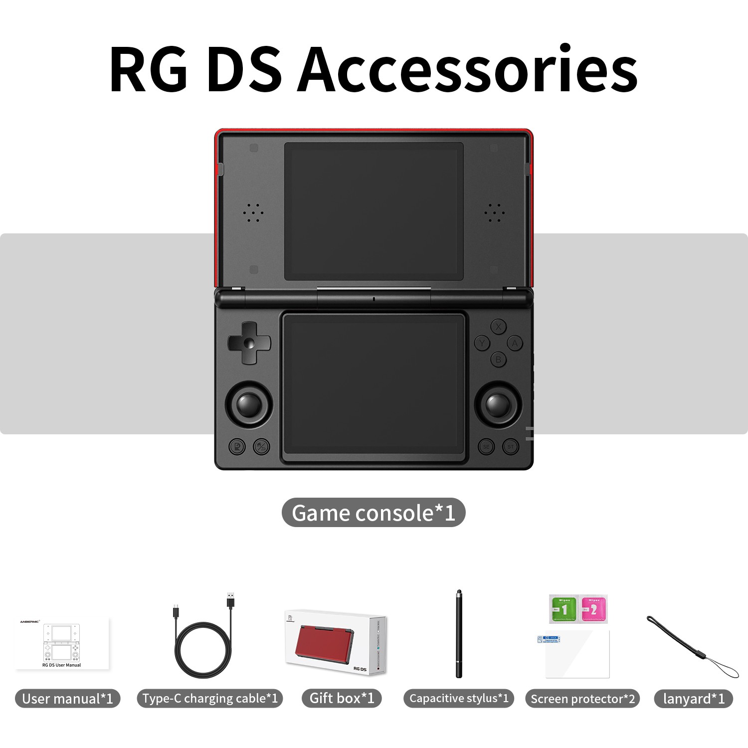 ANBERNIC RG DS Dual-Screen Retro Handheld Game Console Android14 4″IPS Flip Gift