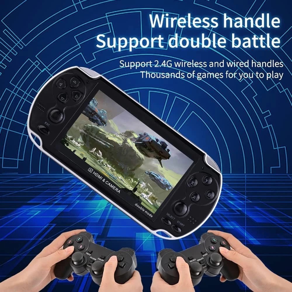 Portable X7 Plus Game Console – 10,000 Retro Games, Dual Player 4.3-Inch Screen