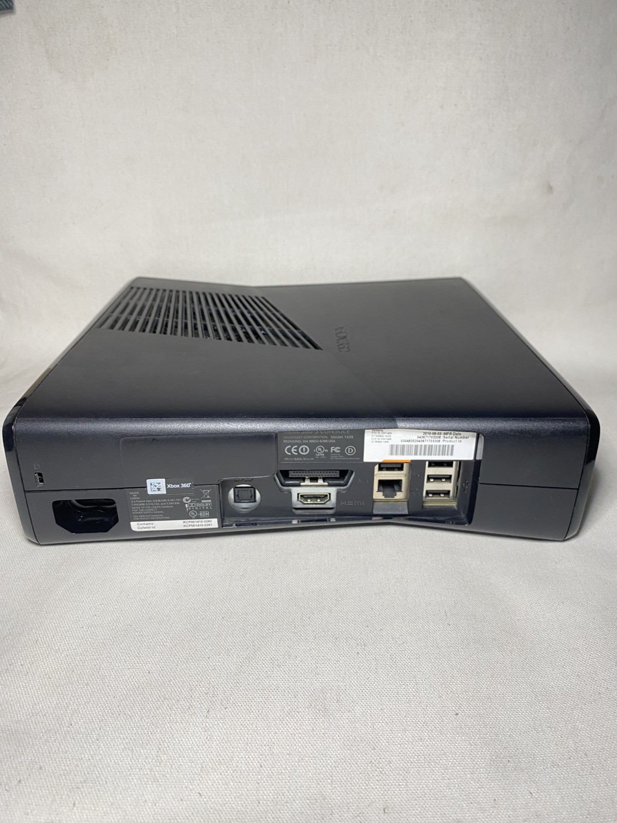 Xbox 360 S Slim 1439 Matte Black Console 320GB HDD,2x Oem Controller,Cords WORKS