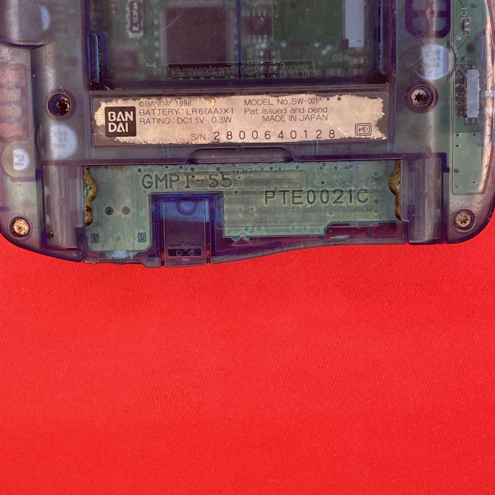 Bandai Wonderswan Clear Blue SW-001 for Parts or Repair