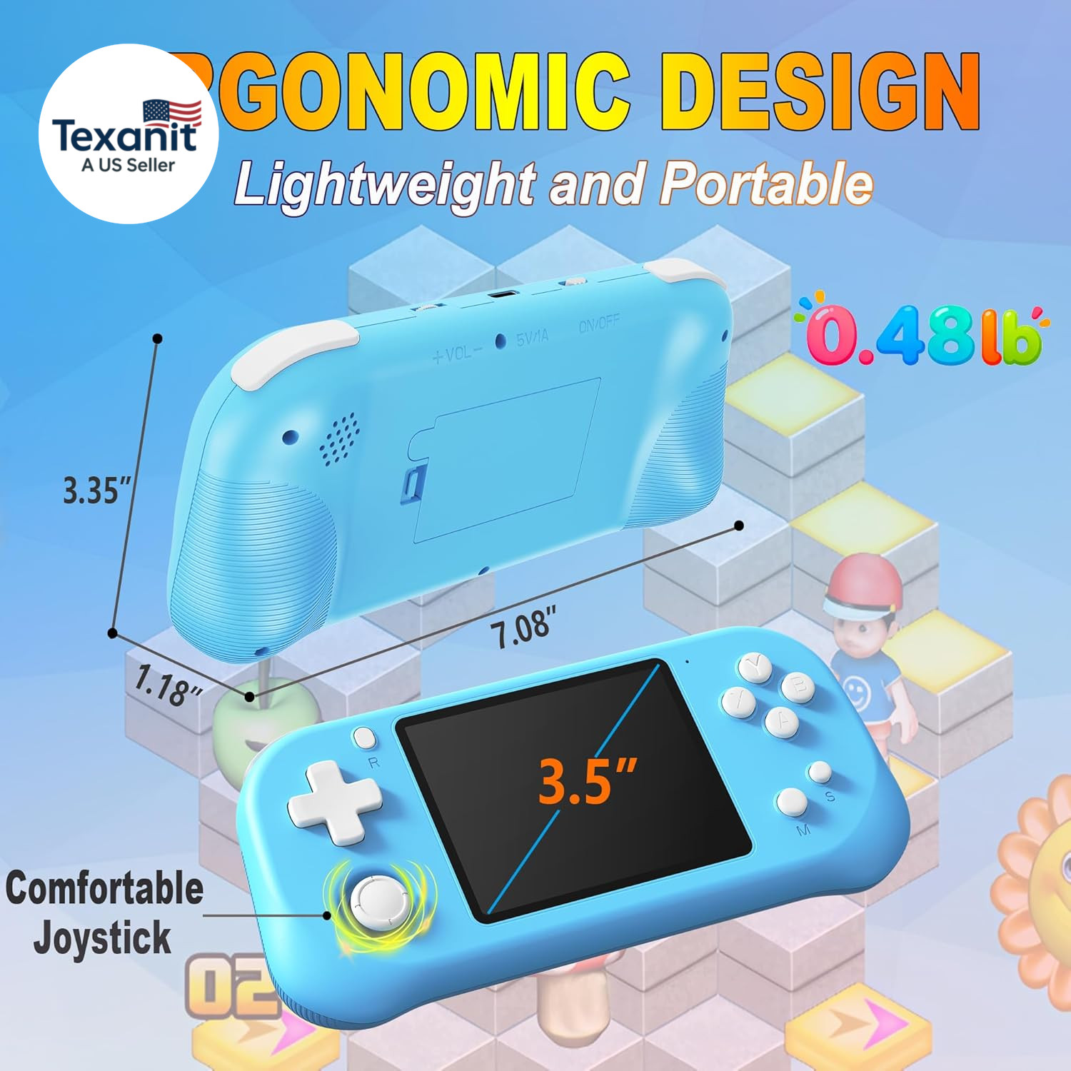 Handheld Game Console for Kids with 3.5” IPS Screen 139 Preloaded 32 Bit Electr