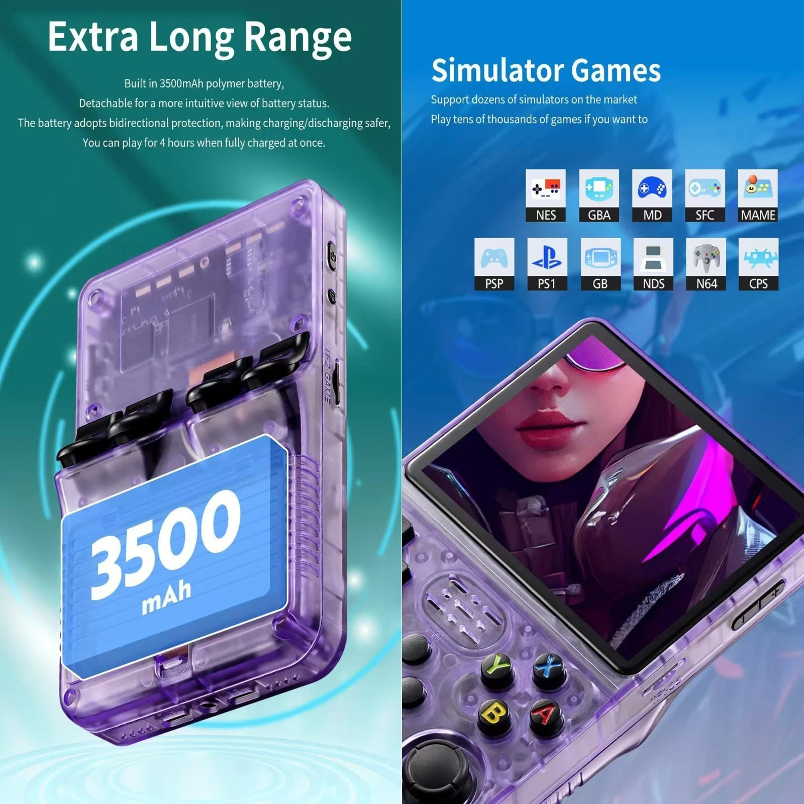 R36S Retro Handheld Video Game Console 64GB 20000 Games 3.5 Inch IPS Screen