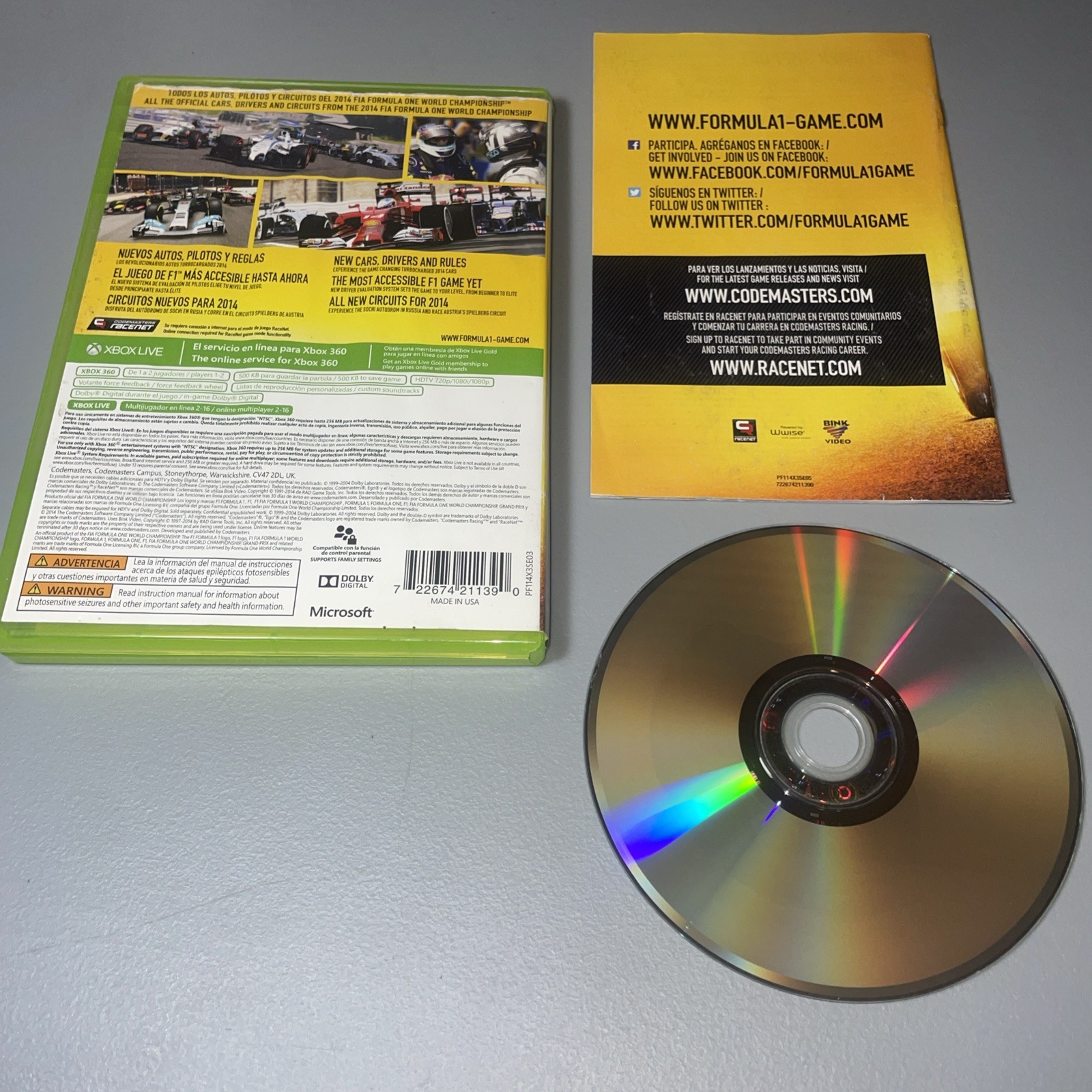 F1 2014 (Microsoft Xbox 360, 2014) CIB w/Manual Tested And Working