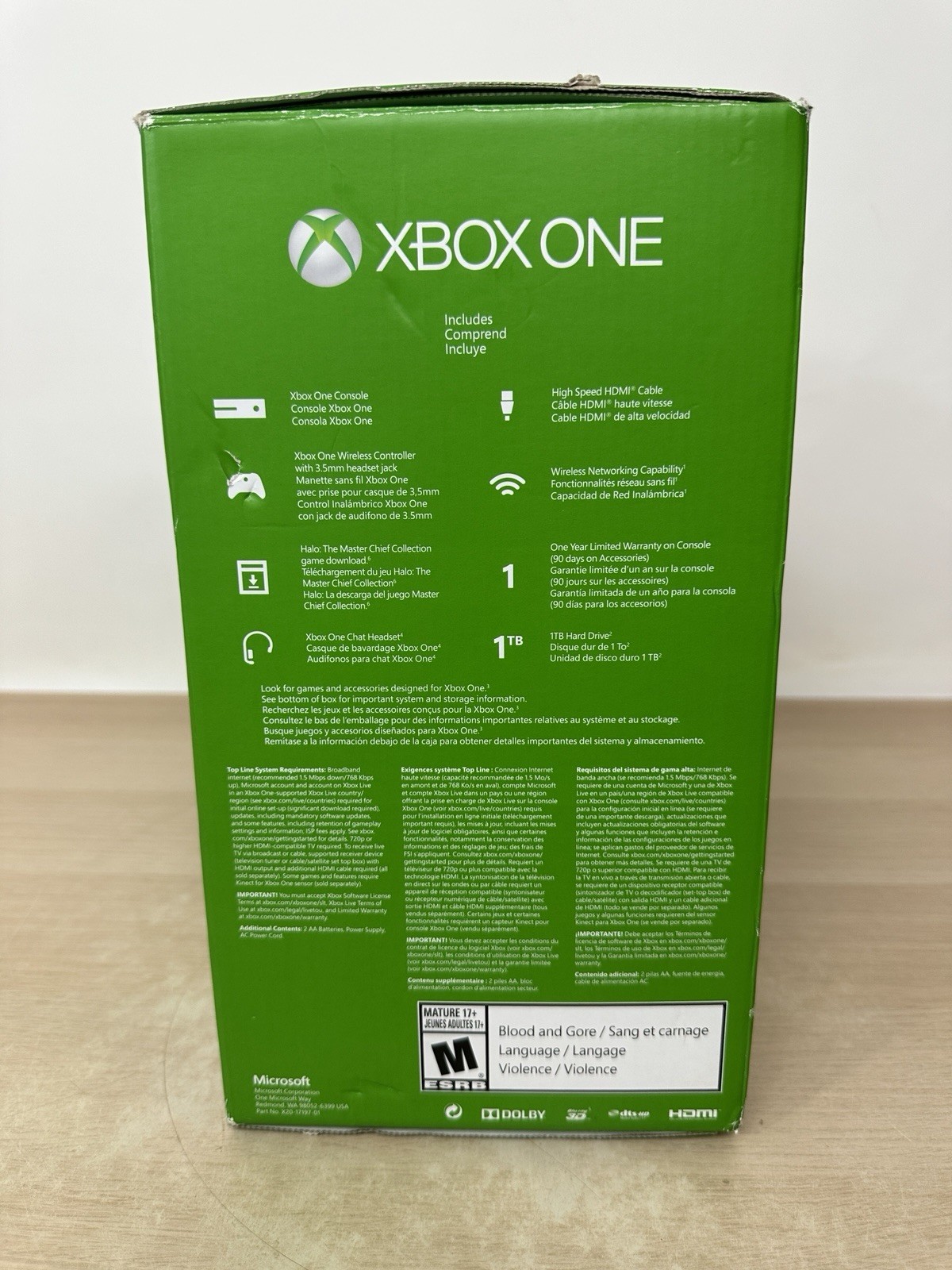 Xbox One 1 Tb Console Box Only – Halo: The Master Chief Collection – No Console!