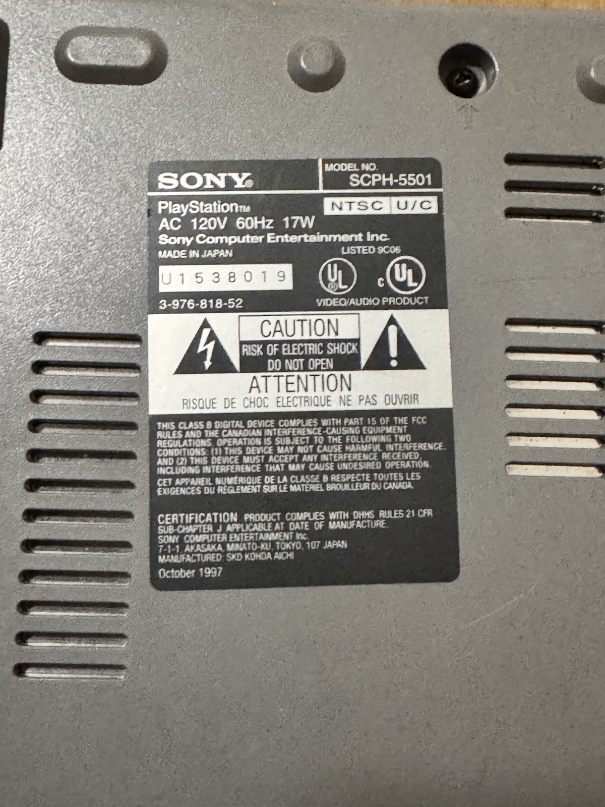 Sony PlayStation 1 Gray Video Game Console Console Only
