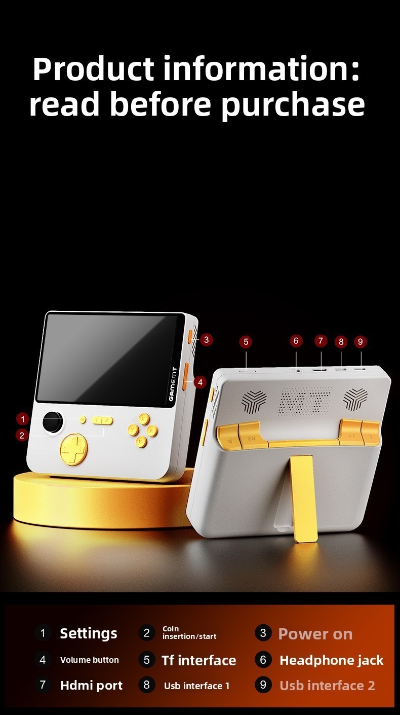 E5 Retro Handheld Game Console,6.6″IPS Screen Video Games-Black