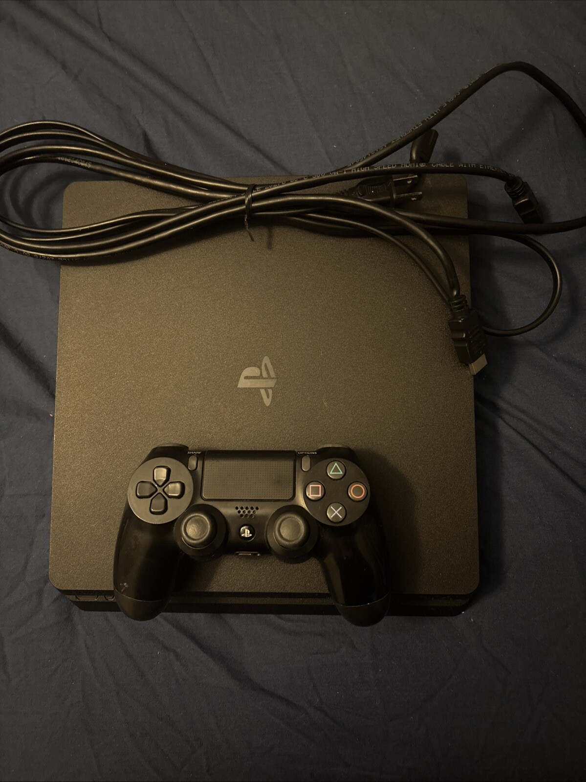 PlayStation 4 Slim Edition 1TB Black Console With Cables And Controller