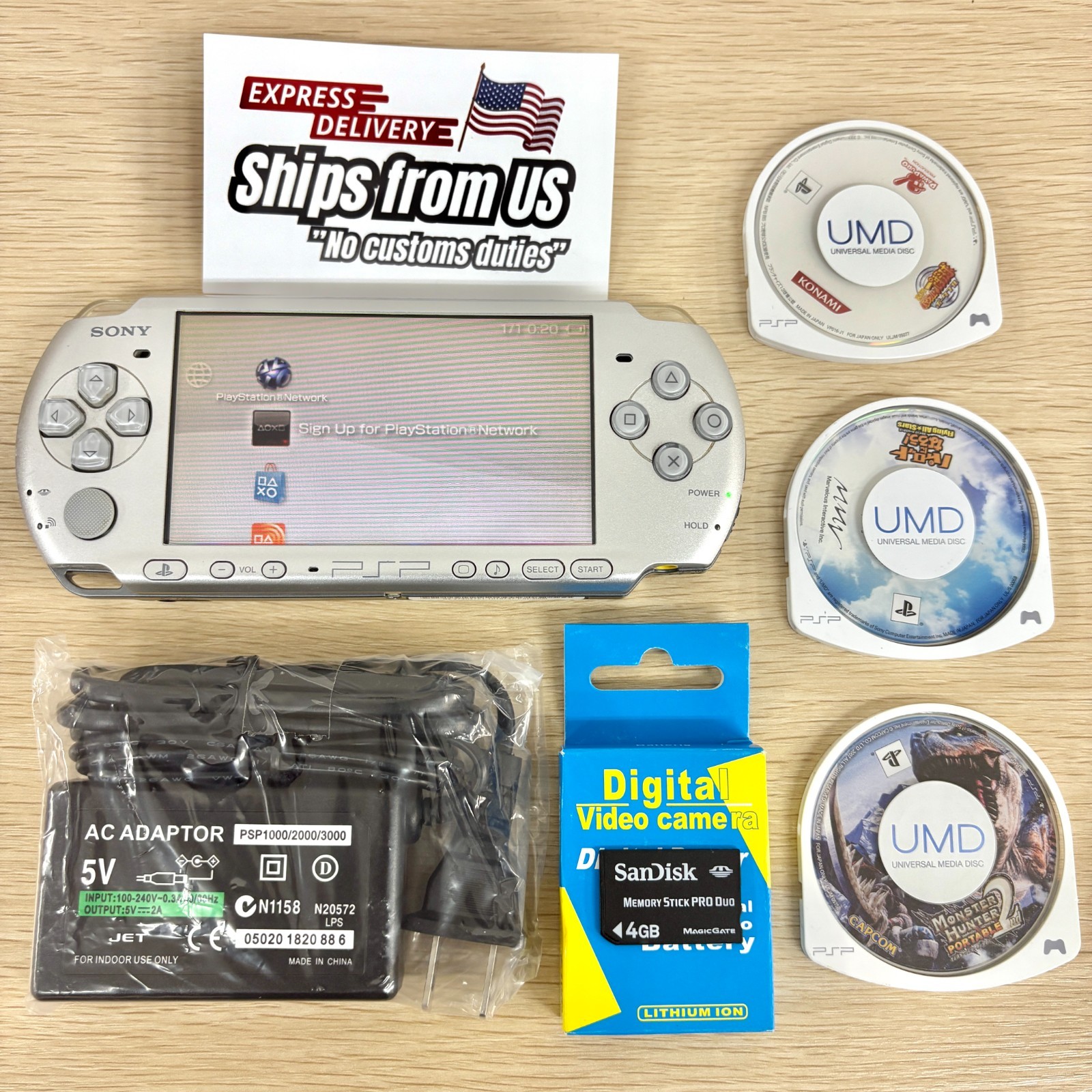 Sony PSP-3000 Console Select /Charger+newbattery+random3games+4G U.S Shipping