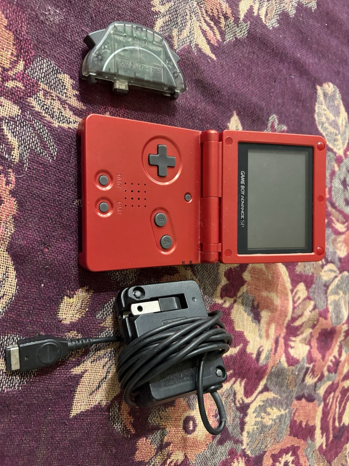 Nintendo Game Boy Advance SP Red Handheld Console Bundle- see description