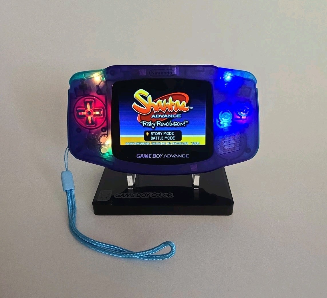 Game Boy Advance GBA Console LED IPS Mods Clear Grape