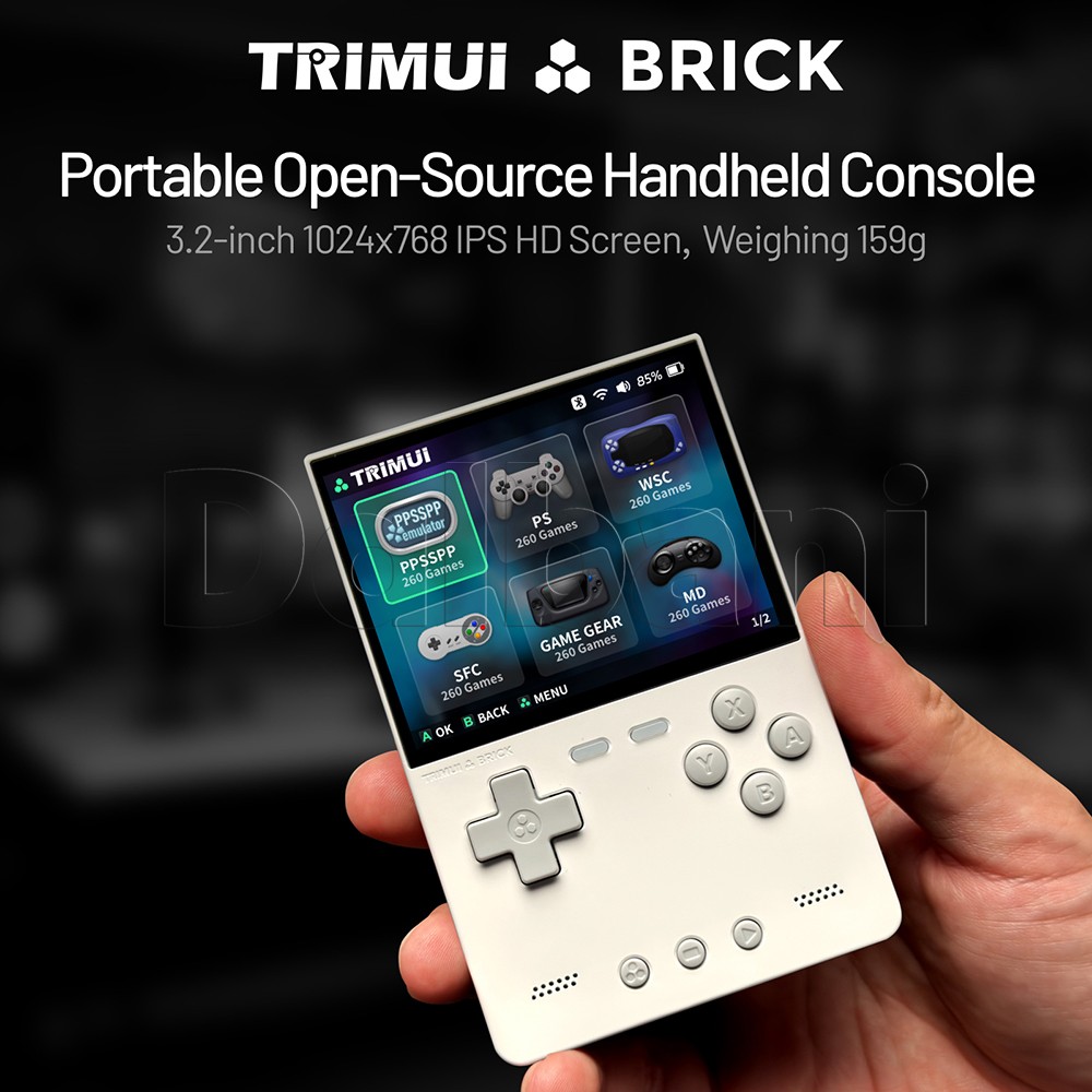 TrimUI Brick White Open Source Handheld Game Console with 64GB