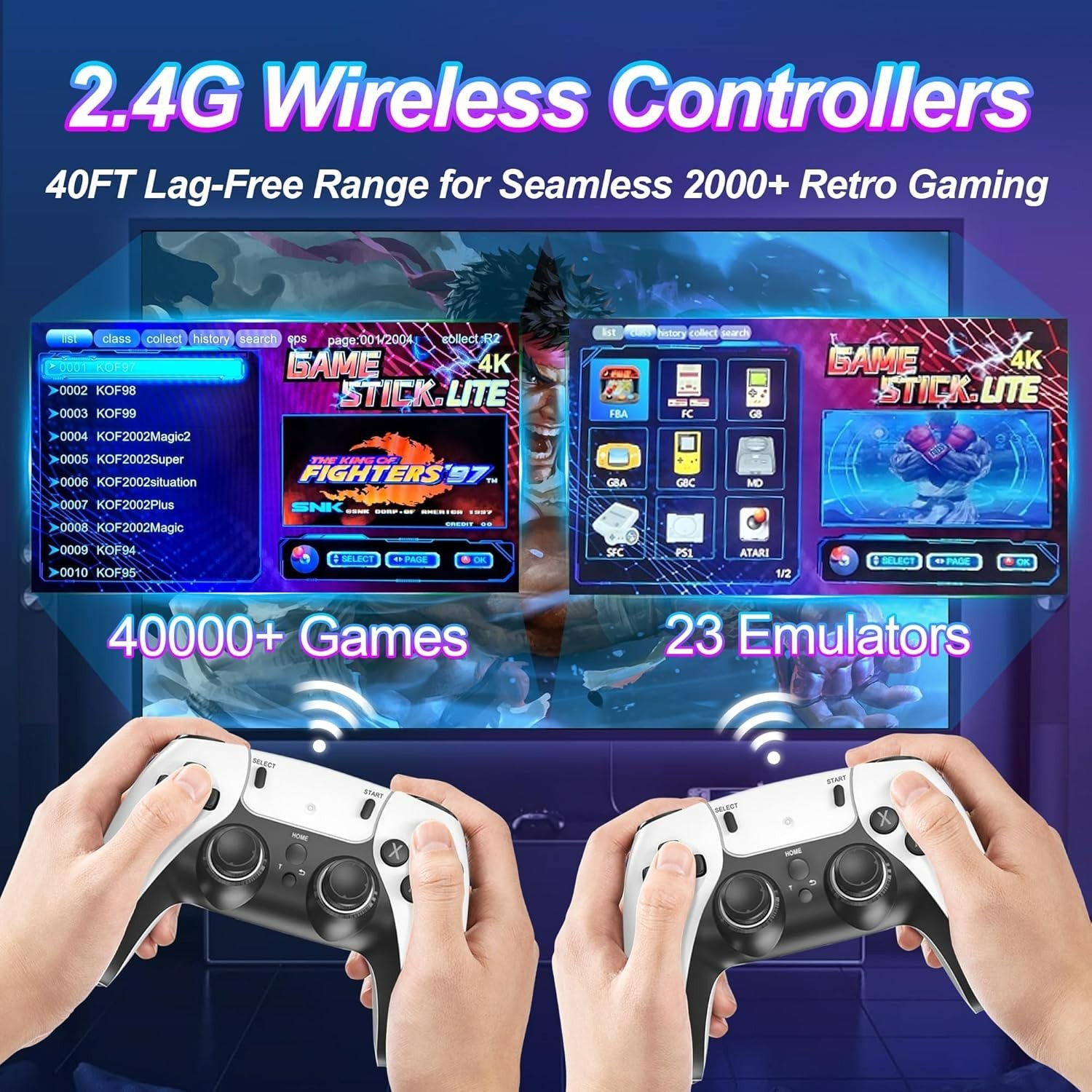 Multiplayer Retro Game Console with 40,000+ Games & Dual Wireless Controllers