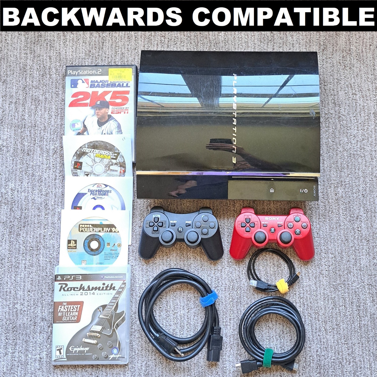Sony PlayStation 3 60GB Console PS3 Bundle CECHA01 Backwards Compatible w 5 game
