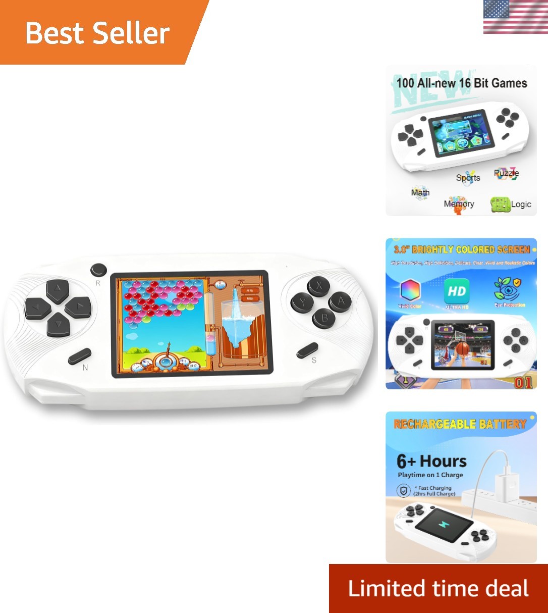 6 Bit Handheld Games for Kids Adults 3.0” Large Screen Preloaded 00 HD Class…
