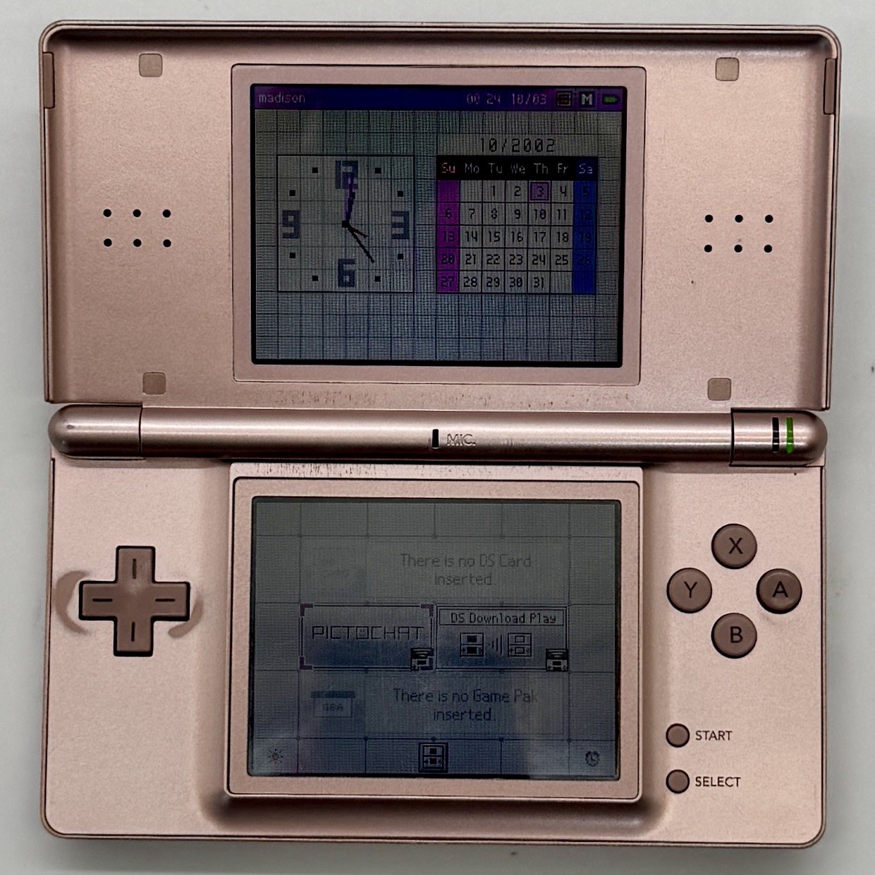 Nintendo DS Lite Handheld Game Console – Metallic Rose w/ Stylus & Charger