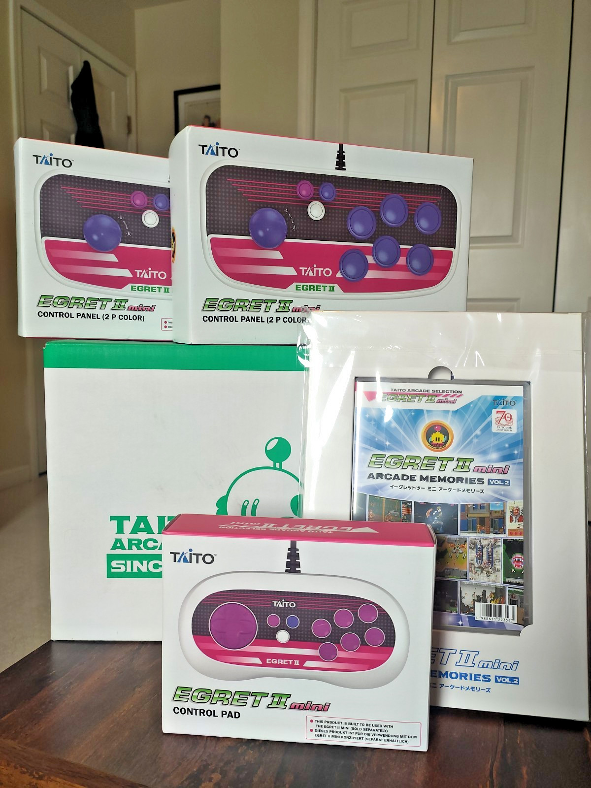 Taito Egret 2 Mini + Arcade Memories VOL.1 & 2 Set, 2X Joysticks, Control Pad US