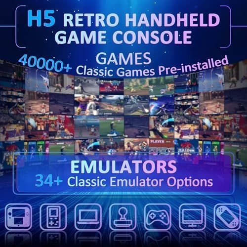 H5 Retro Gaming Console, 5.0 Inch IPS HD Screen Handheld Game Console, 256GB TF