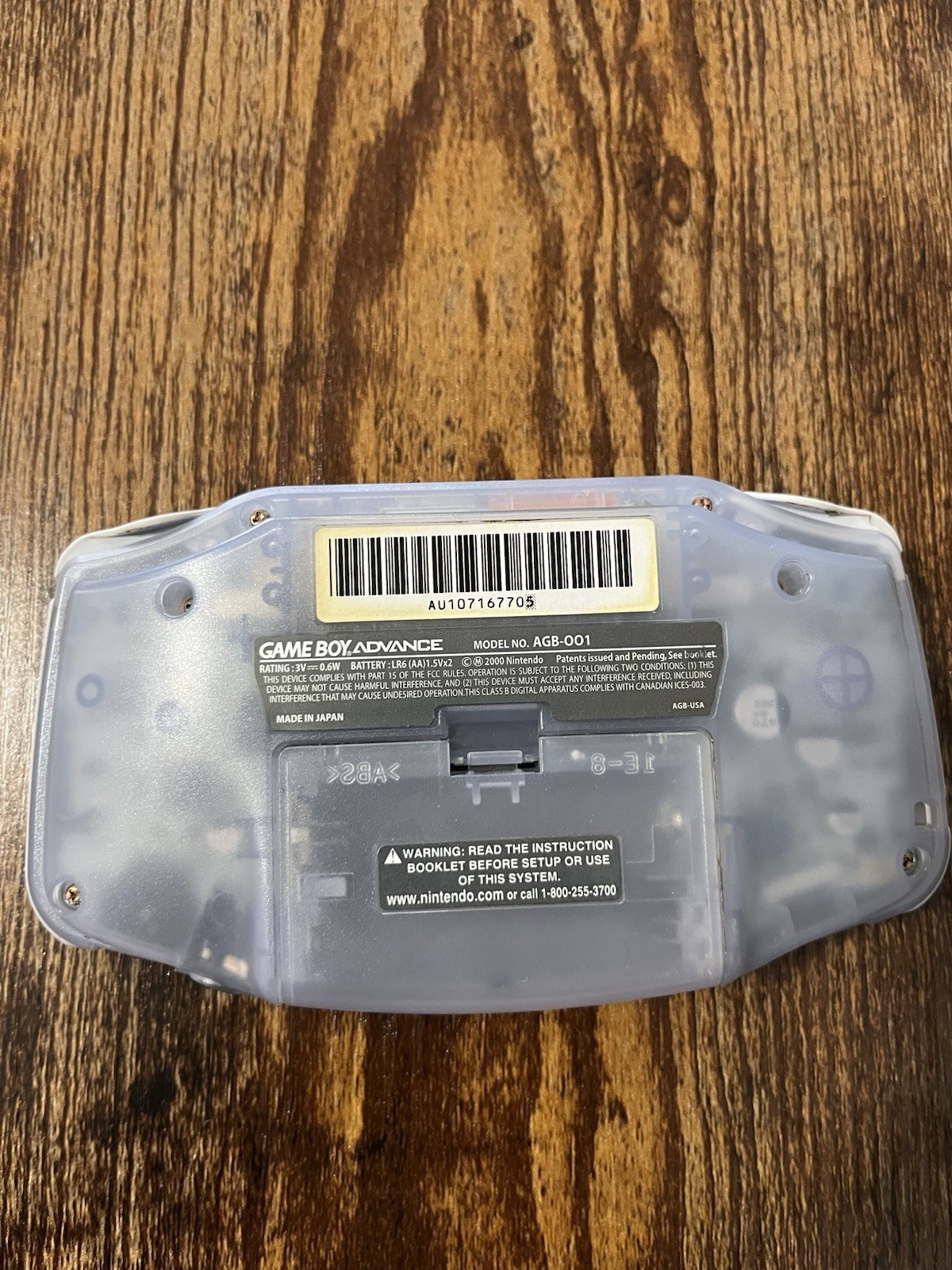 Nintendo Game Boy Advance AGB-001 Glacier Console w/ licensed carry case -tested