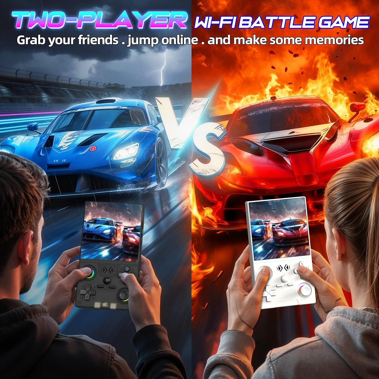 XF40V Retro Handheld Game Console with 2X Detachable Joysticks – 4.0 Inch IPS HD