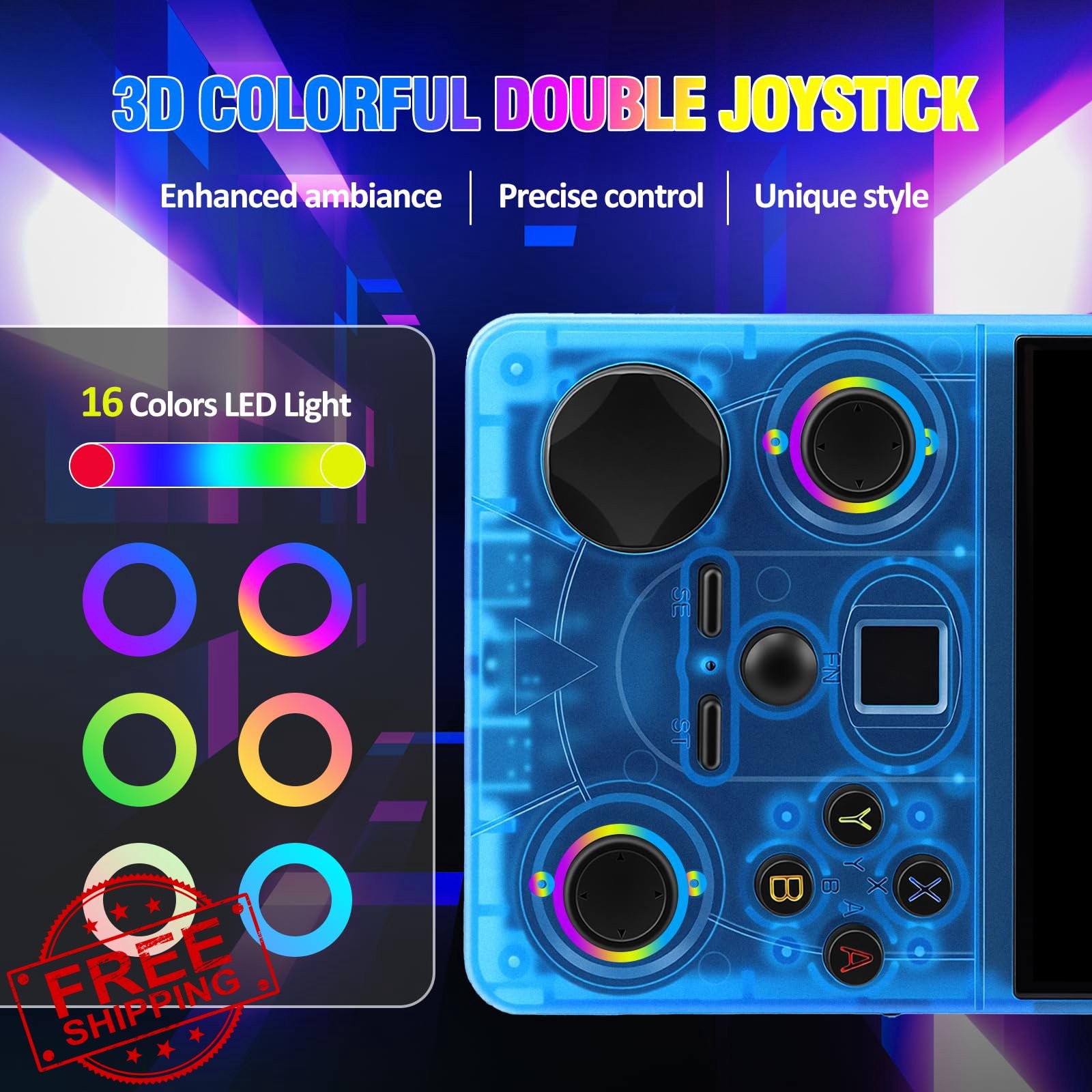 UYTGXEN 4.0 Inch Transparent Blue Retro Game Console