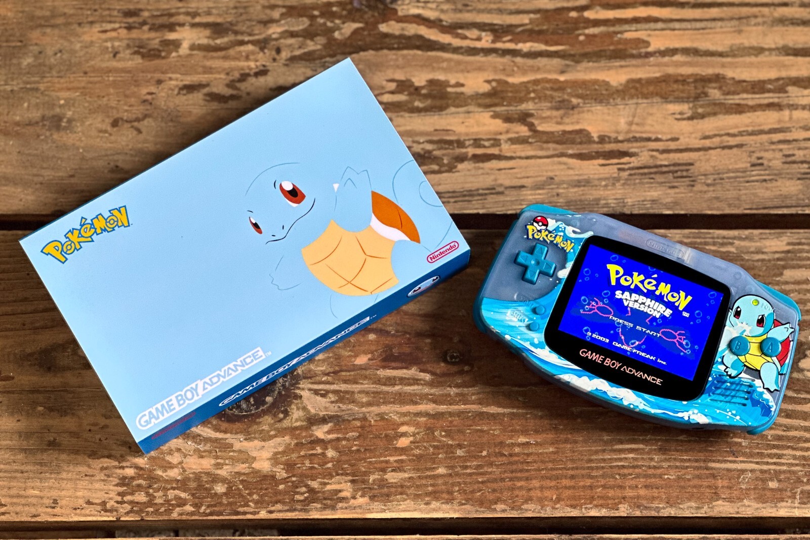 Nintendo Game Boy Advance GBA System 101 Backlit IPS LCD Pokemon SQUIRTLE Blue
