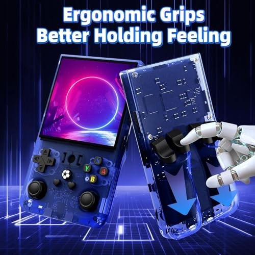 “Retro Gaming Console Handheld 4.0” Screen, 64G TF Card, Portable Arcade – Blue