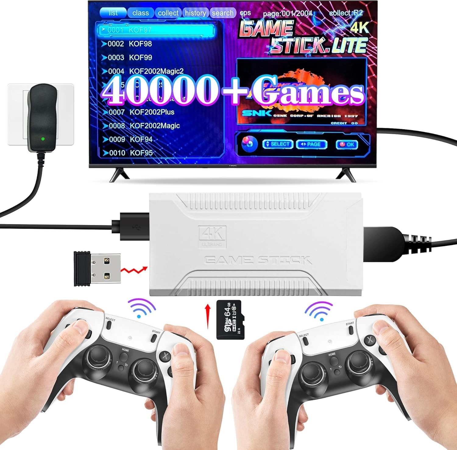 Plug & Play Retro Game Stick: 40,000+ Classics, 4K HDMI & Wireless Controllers