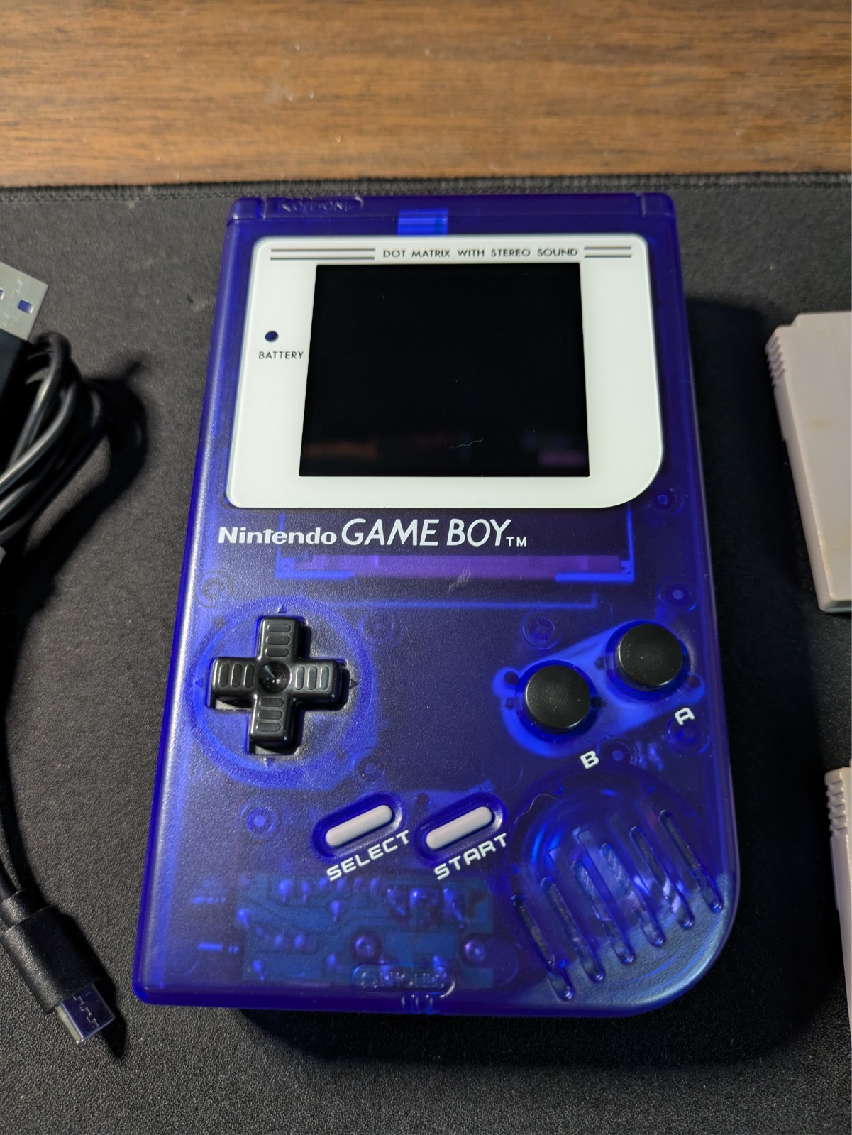 Nintendo Game Boy IPS Backlit LCD Screen Mario Zelda Purple Shell Rechargeable