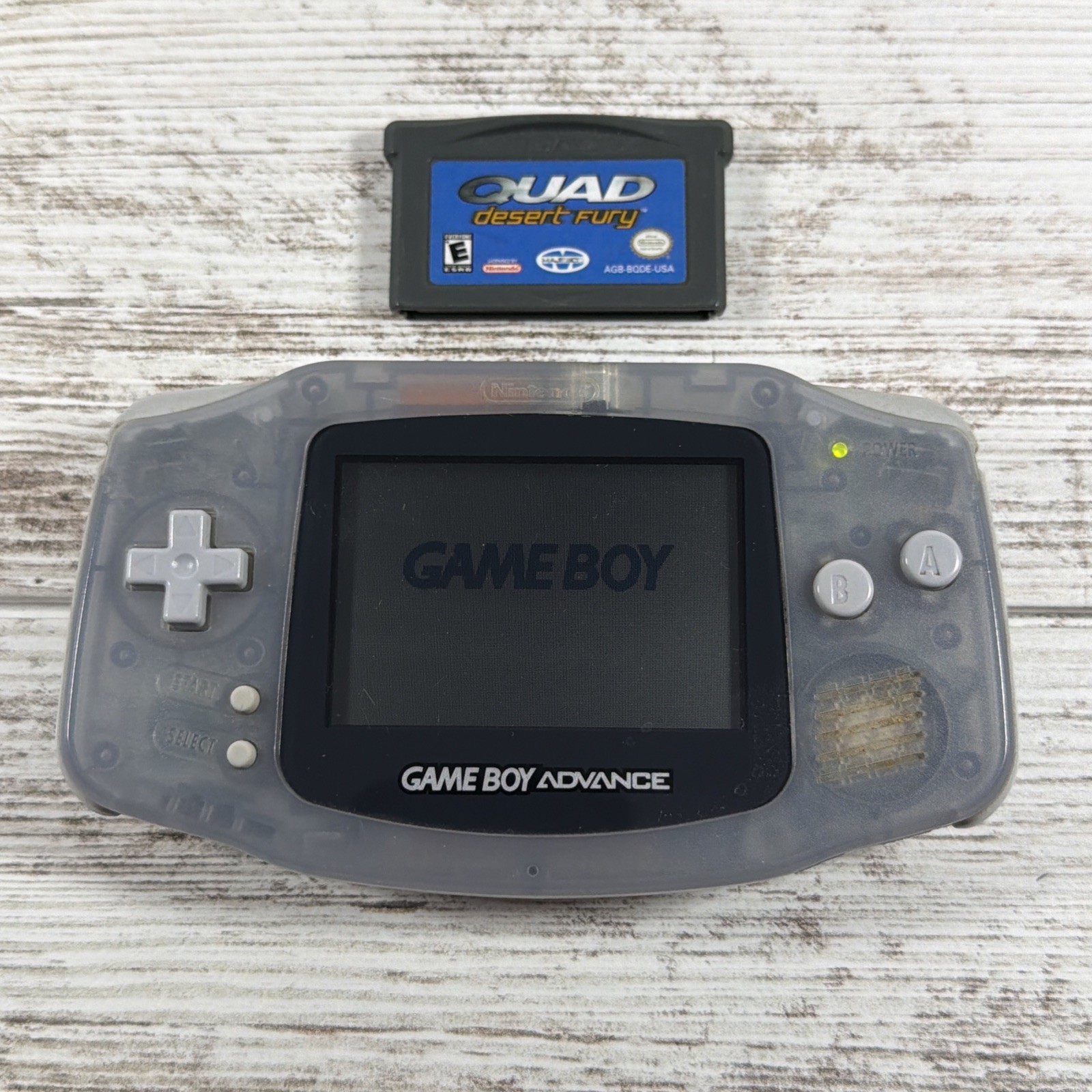 Nintendo GameBoy Advance AGB-001 Clear Glacier Handheld Console GBA w/Game