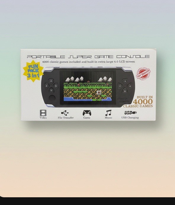 PORTABLE SUPER GAME CONSOLE 4000 CLASSIC GAMES INC & BUILT IN XL 4.0 LCD SCREEN