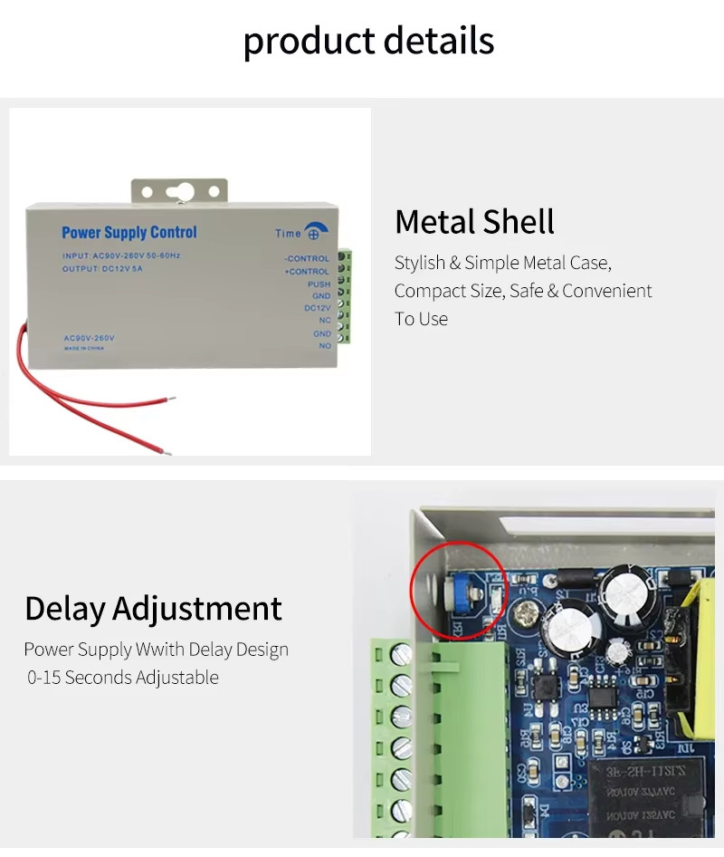 DC 12V 5A Access Control Power Supply Switch AC 110V-240V Input Power Source Sup