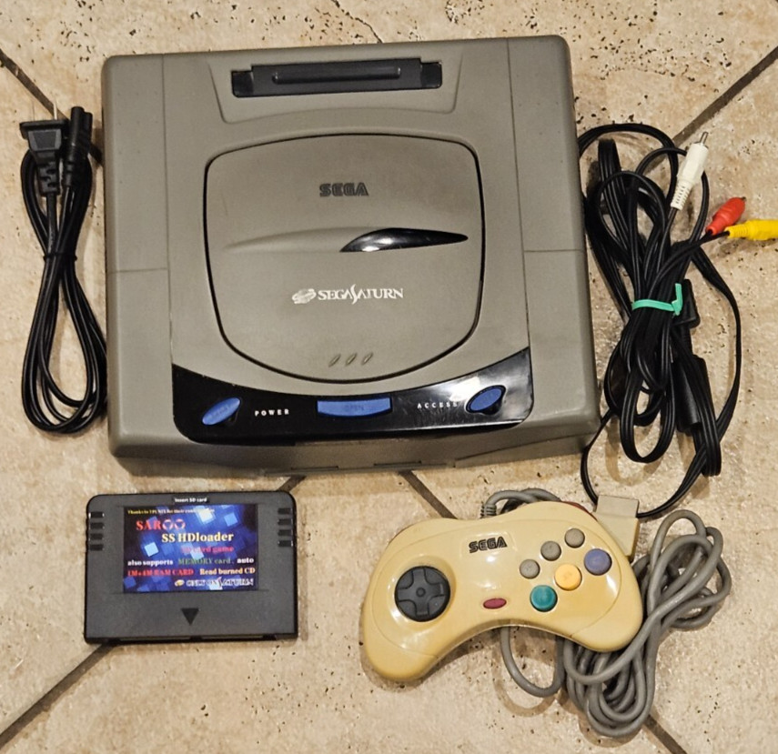 SEGA Saturn Japanese Console Bundle w SAROO – 120 Games Loaded Tested Works Good